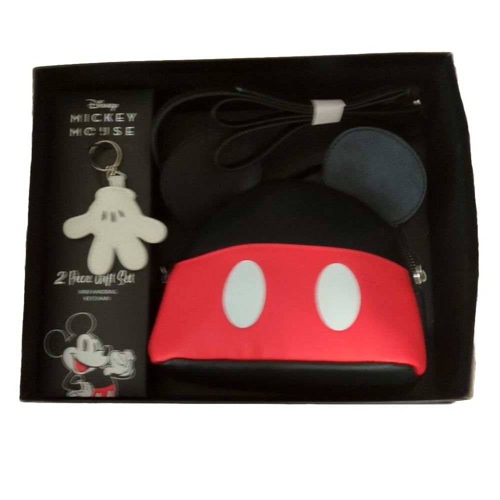 Disney Mickey Mouse Mini Hand Bag Purse Gift Set Mickeys Glove Keychain